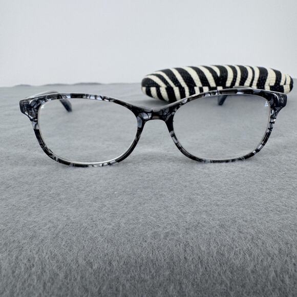 Karen Kane Petites Night Owl Eyeglasses Frames Marble 49-16-145 Zebra Case - Picture 10 of 12